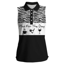 Load image into Gallery viewer, Funny Women&#39;s sleeveless golf polo shirt plan for the day coffee golf wine, golf gift for women NQS3479