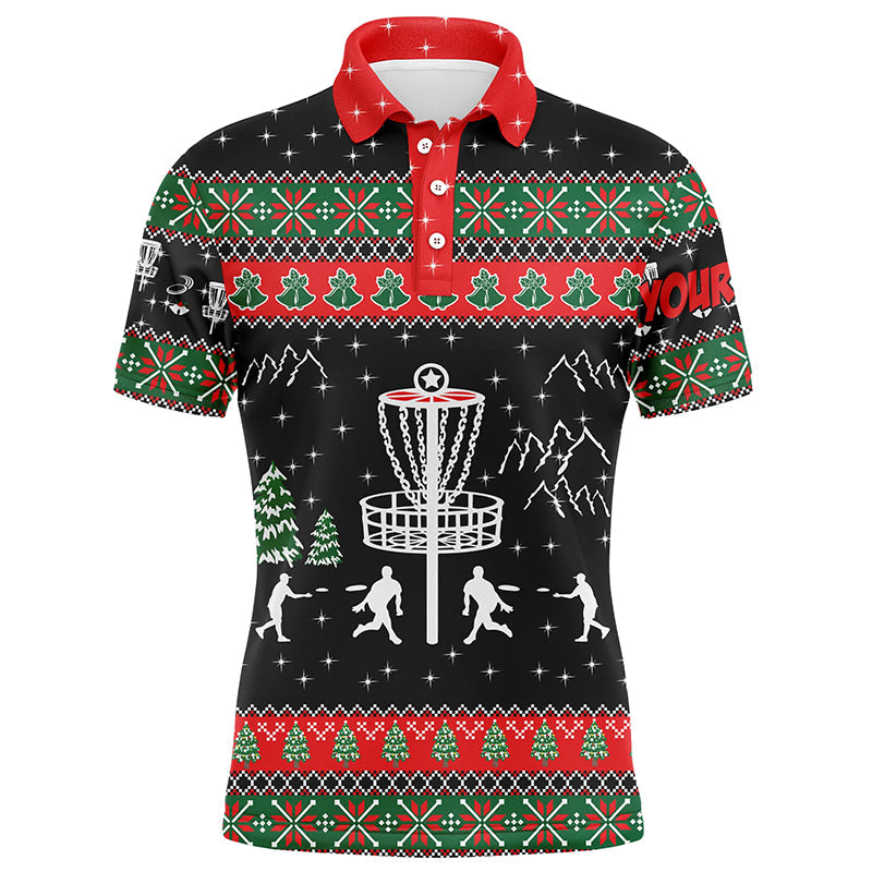 Funny ugly Christmas Mens golf polo shirts custom disc golf apparel Xmas Disc golf shirt for mens NQS6643