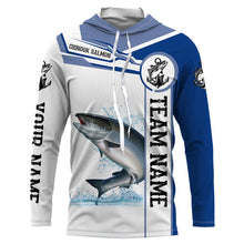 Load image into Gallery viewer, Chinook salmon fishing Customize name and team name tournament long sleeves fishing shirts| Blue NQS2658