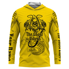 Load image into Gallery viewer, The Ghost Riders Gold Jetski Fishing Kingfish Fish Reaper UV protection custom name fishing shirts NQS727