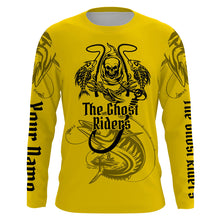 Load image into Gallery viewer, The Ghost Riders Gold Jetski Fishing Kingfish Fish Reaper UV protection custom name fishing shirts NQS727