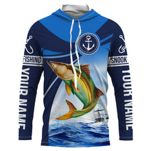 Load image into Gallery viewer, Snook fishing blue sea underwater ocean Custom Name performance long sleeve fishing shirt NQS3781