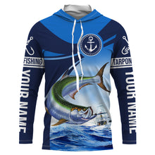 Load image into Gallery viewer, Tarpon fishing blue sea underwater ocean Custom Name performance long sleeve fishing shirt NQS3782