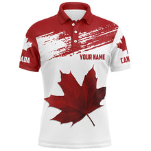 Load image into Gallery viewer, Canadian flag Mens golf polo shirt custom Maple leaves patriotic Canada golf shirt for men, golf gifts NQS6659