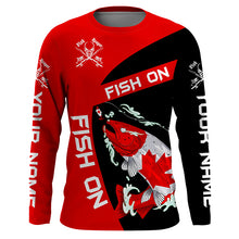 Load image into Gallery viewer, Salmon fishing Canadian flag Custom sun protection Long sleeve Fishing Shirt, Salmon Fishing Gift NQS4596