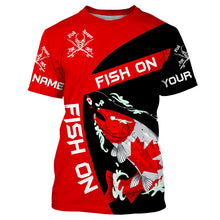 Load image into Gallery viewer, Salmon fishing Canadian flag Custom sun protection Long sleeve Fishing Shirt, Salmon Fishing Gift NQS4596