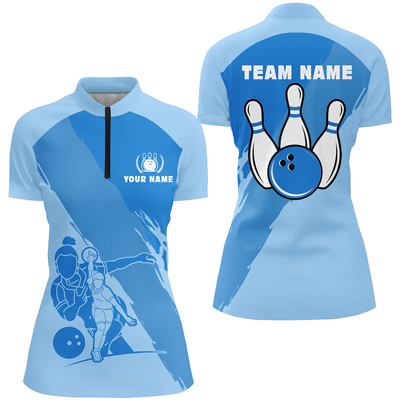 Custom bowling shirt for women – personalized team jersey front view