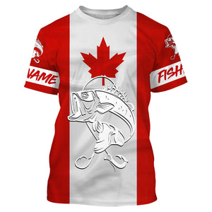 Bass Fishing 3D Canadian Flag Customize name All over print shirts NQS490