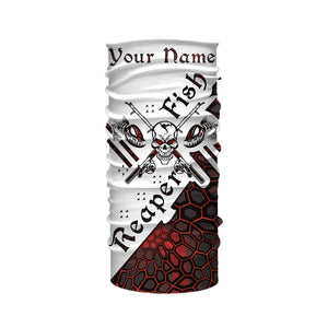 Fish reaper skull Custom Long Sleeve Performance Fishing Shirts, Skull Fishing jerseys | red camo NQS3798