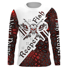 Load image into Gallery viewer, Fish reaper skull Custom Long Sleeve Performance Fishing Shirts, Skull Fishing jerseys | red camo NQS3798
