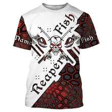 Load image into Gallery viewer, Fish reaper skull Custom Long Sleeve Performance Fishing Shirts, Skull Fishing jerseys | red camo NQS3798
