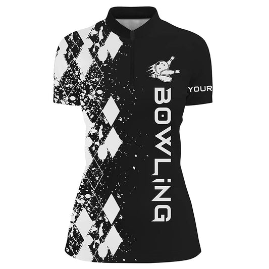 Custom bowling shirt for women – personalized team jersey front view
