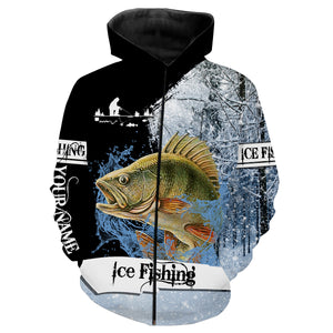 Yellow Perch Ice Fishing custom name 3D All Over Printed Shirts For Adult And Kid NQS302