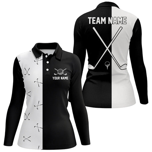 Black and white Womens golf polo shirt custom golf clubs golf shirt for ladies, team golf clothes NQS6680