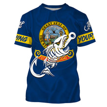 Load image into Gallery viewer, ID Fishing Custom Idaho Flag Fish hook skull Custom sun protection fishing shirts for men, women NQS3346