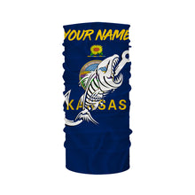 Load image into Gallery viewer, KS Fishing Custom Kansas Flag Fish hook skull Custom sun protection fishing shirts for men, women NQS3349