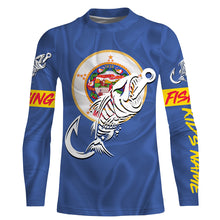 Load image into Gallery viewer, MN Fishing Custom Minnesota Flag Fish hook skull Custom sun protection fishing shirts for men, women NQS3350