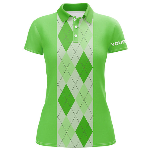 Green argyle plaid pattern Womens golf polo shirt custom golf polos shirt for womens, golfing gifts NQS7191
