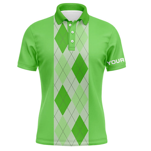Green argyle plaid pattern Mens golf polo shirt custom golf polos shirt for men, golfing gifts NQS7191