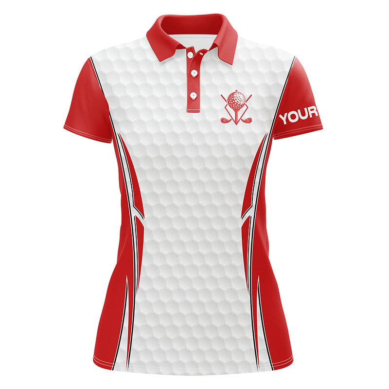 Red and White golf ball Womens golf polo shirts custom golf clothing for women, golf gifts for ladies NQS7341