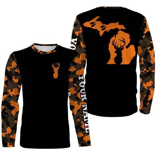 Michigan deer hunting orange Camo Customize Name 3D All Over Printed Shirts Personalized Hunting gift NQS3989
