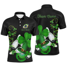 Load image into Gallery viewer, Green shamrock Mens polo bowling shirts Custom St Patrick Day black team league bowling jerseys NQS7195