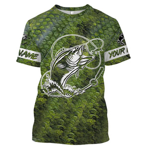 Bass Fishing Scale Tatoo Customize Name All Over Printed Shirts For Men And Women Personalized Fishing Gift NQS240