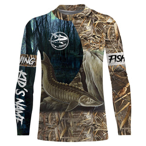 Sturgeon Fishing Customize Name 3D All Over Printed Shirts For Adult And Kid Personalized Fishing Gift NQS323