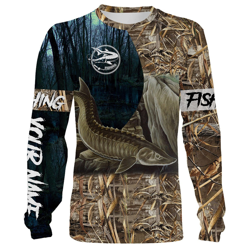 Sturgeon Fishing Customize Name 3D All Over Printed Shirts For Adult And Kid Personalized Fishing Gift NQS323