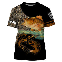 Load image into Gallery viewer, Walleye Fishing Customize Name Fishing Camo All Over Printed Shirts Personalized Fishing Gift For Adult And Kid NQS380