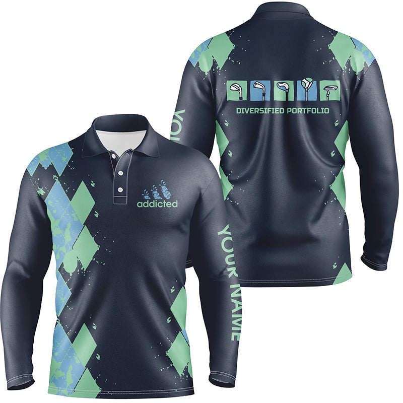 Mens golf polos shirts custom blue argyle plaid golf shirts mens diversified portfolio golf clubs NQS6466