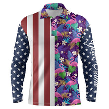 Load image into Gallery viewer, Mens golf polo shirts American flag patriotic custom floral flamingo pattern golf shirts for men NQS5066