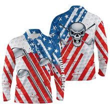 Load image into Gallery viewer, American flag golf skull patriotic golf clubs Men polo shirts custom team golf polo shirt NQS3677