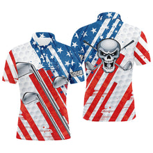 Load image into Gallery viewer, American flag golf skull patriotic golf clubs Men polo shirts custom team golf polo shirt NQS3677