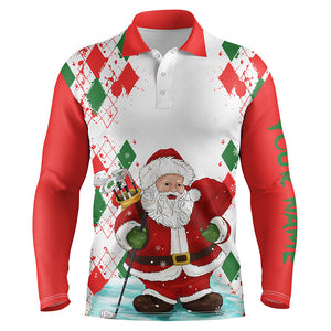 Mens golf polo shirts Santa golfer custom name Christmas Santa golf, Christmas gifts for golf lovers NQS4436