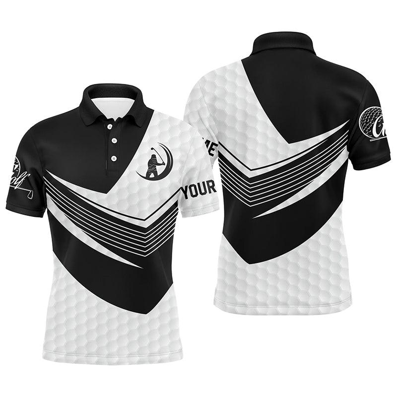 Black and White golf balls skin custom name short sleeve, long sleeve golf polos for mens, golf gifts NQS4802