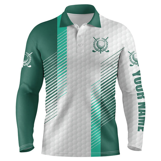 Green and white golf shirt custom name Mens golf polo shirts, mens green golf polo, golfer gifts NQS5076