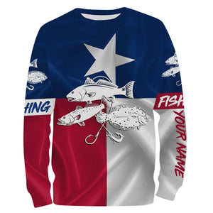 Redfish trout flounder Tattoo Texas Slam fishing Texas Flag 3D All Over print shirts saltwater personalized fishing apparel for Adult and kid NQS391