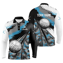 Load image into Gallery viewer, Mens golf polo shirts custom blue camo golf ball golf attire for men, golf gifts for men NQS6255