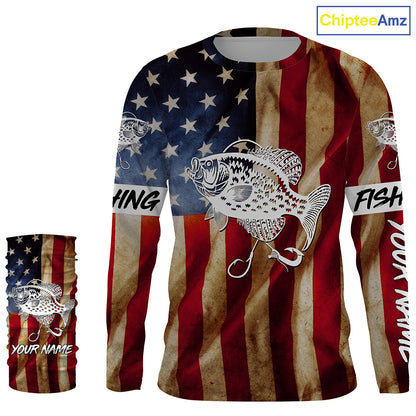 Personalized Crappie Fishing American Flag patriotic  performance Fishing Shirts NQS1381