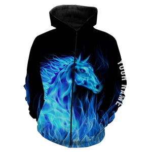 Blue fire horses Custom Horse Shirts personalized equestrian clothing, gifts for horse lovers NQS3278