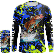 Load image into Gallery viewer, Redfish puppy drum fishing green blue camo Custom performance long sleeve fishing shirt jerseys NQS7218