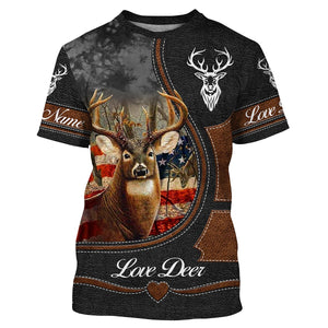 Love Deer Hunter Customize Name 3D All Over Printed Hunting Shirt Personalized Gift For Hunters NQS407