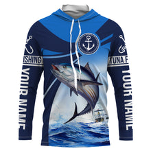 Load image into Gallery viewer, Tuna fishing blue sea underwater ocean Custom Name performance long sleeve fishing shirt uv protection NQS3704
