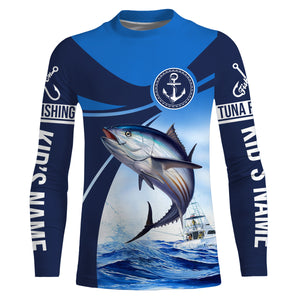 Tuna fishing blue sea underwater ocean Custom Name performance long sleeve fishing shirt uv protection NQS3704