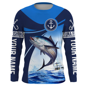 Tuna fishing blue sea underwater ocean Custom Name performance long sleeve fishing shirt uv protection NQS3704