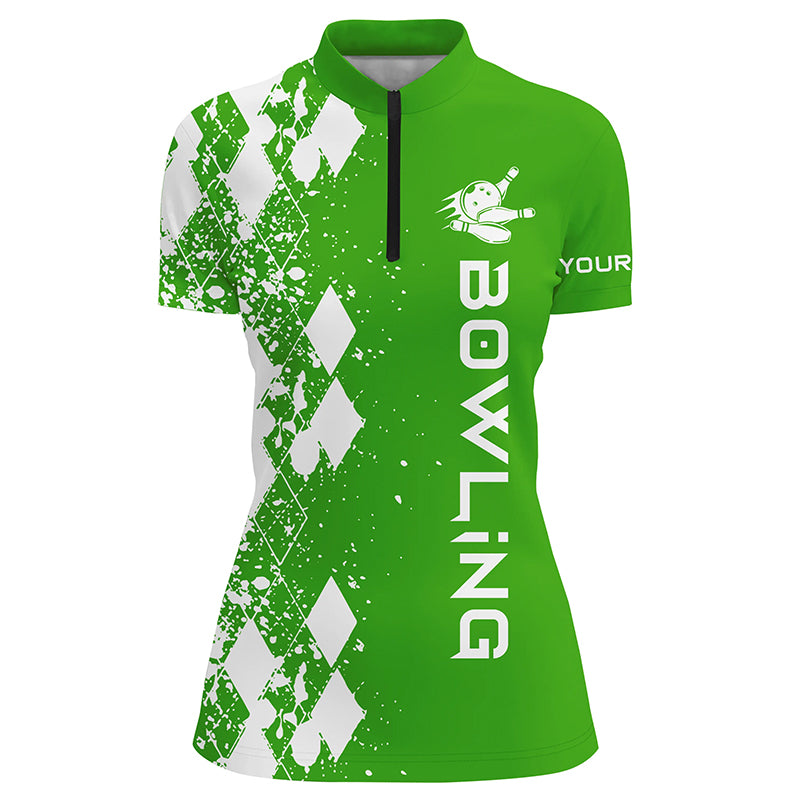 Custom bowling shirt for women – personalized team jersey front view