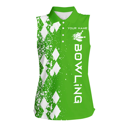 Custom sleeveless bowling shirt for women – personalized team jersey front view