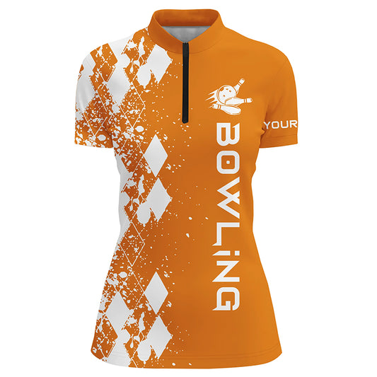 Custom bowling shirt for women – personalized team jersey front view
