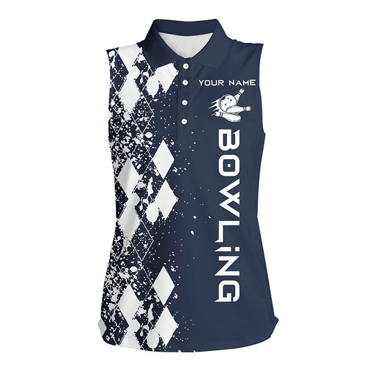 Custom sleeveless bowling shirt for women – personalized team jersey front view